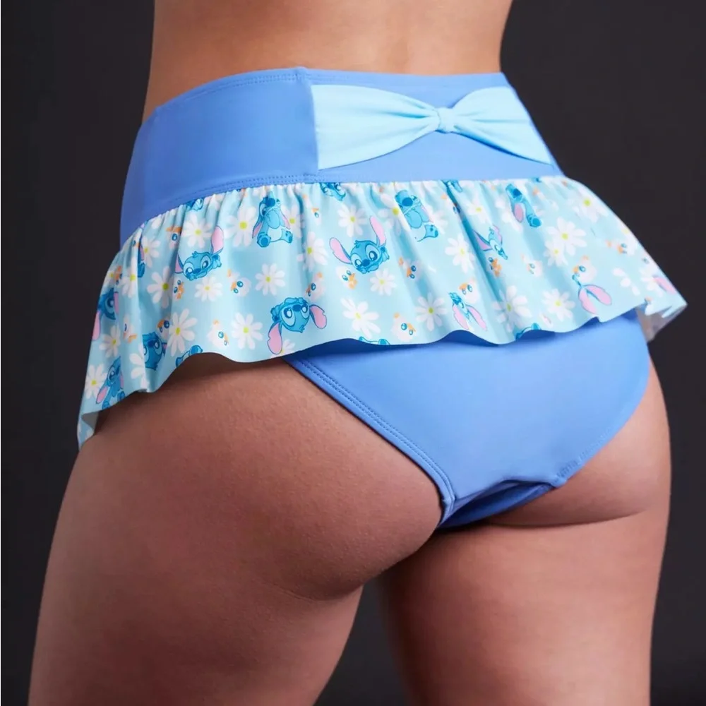 Disney Stitch & Ducks Floral Skirted Swim Bottoms Hot Topic‎